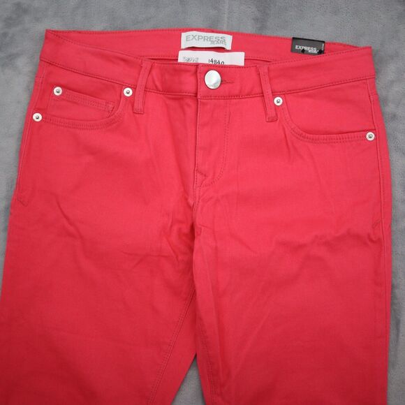 Express Pants Womens 4R Red Regular Fit Low Rise Jeans Leggings Bottom Wear - Picture 13 of 16
